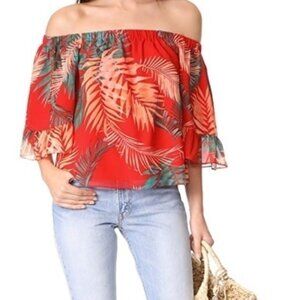 Rebecca Minkoff Tropical Palm Off Shoulder Top XS